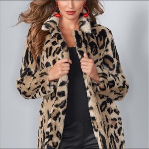 Venus Leopard Faux Fur Coat Jacket Size L